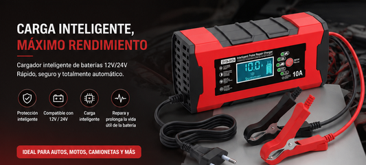 Cargador de batería para autos, motos, camionetas, suv 12v